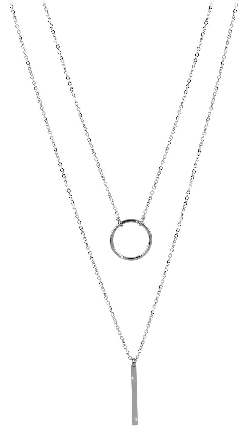 Troli Dvojitý náhrdelník so štýlovými príveskami z ocele