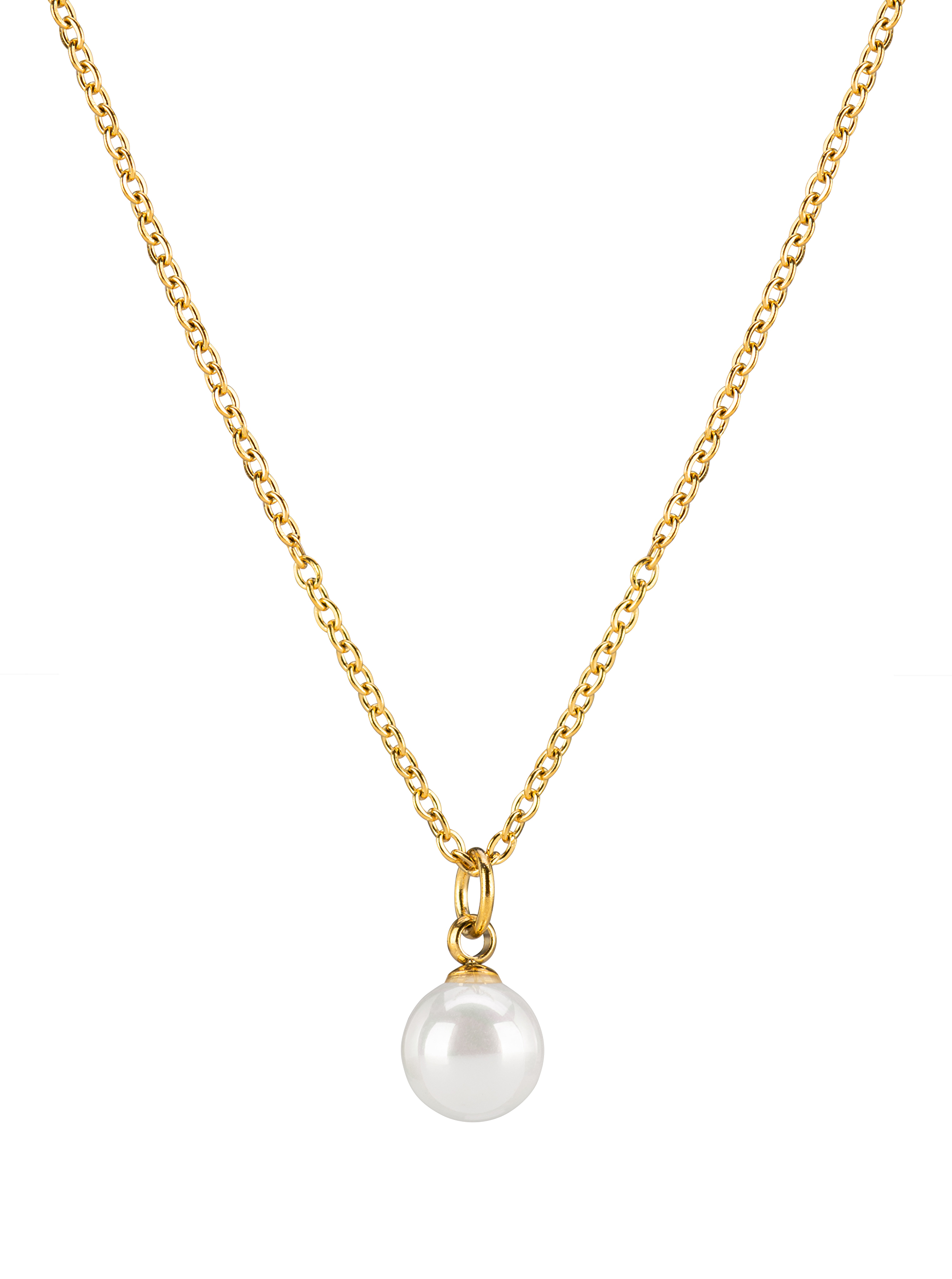 Troli Elegantný pozlátený náhrdelník s perličkou VJMS002NR