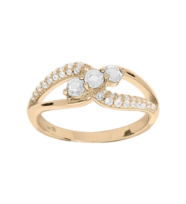 Troli Elegantní pozlacený prsten s čirými zirkony PO/SR08996D 56 mm