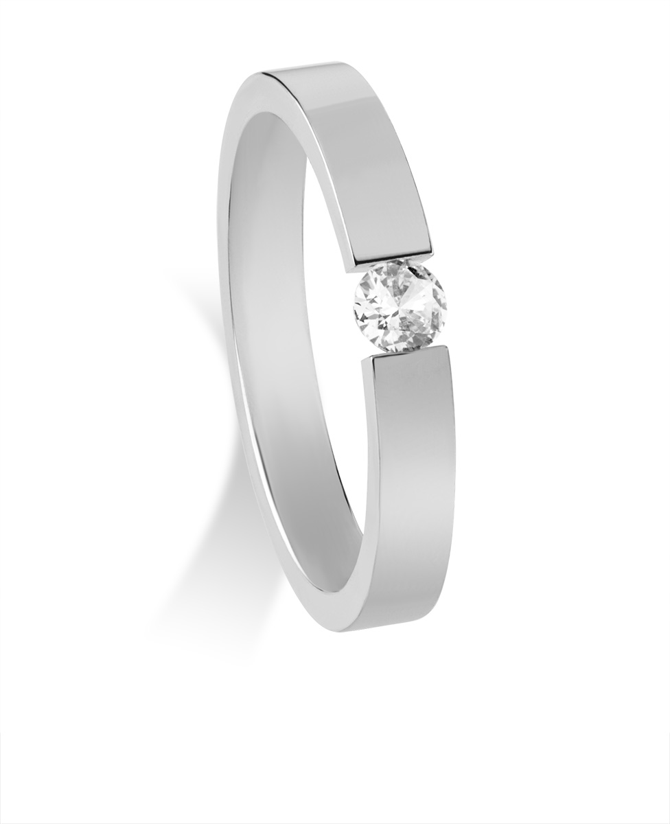 Troli Krásny oceľový prsteň s kryštálom 60 mm