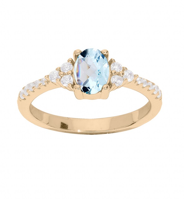 Troli Krásný pozlacený prsten s topazem a zirkony PO/SRC0203TZ 56 mm