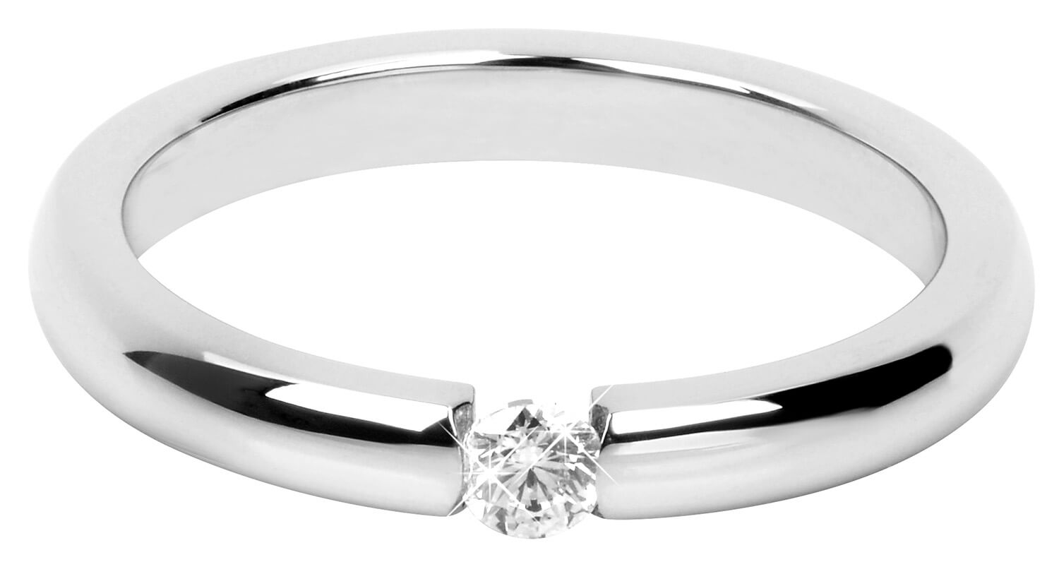 Troli -  Něžný ocelový prsten s krystalem 55 mm