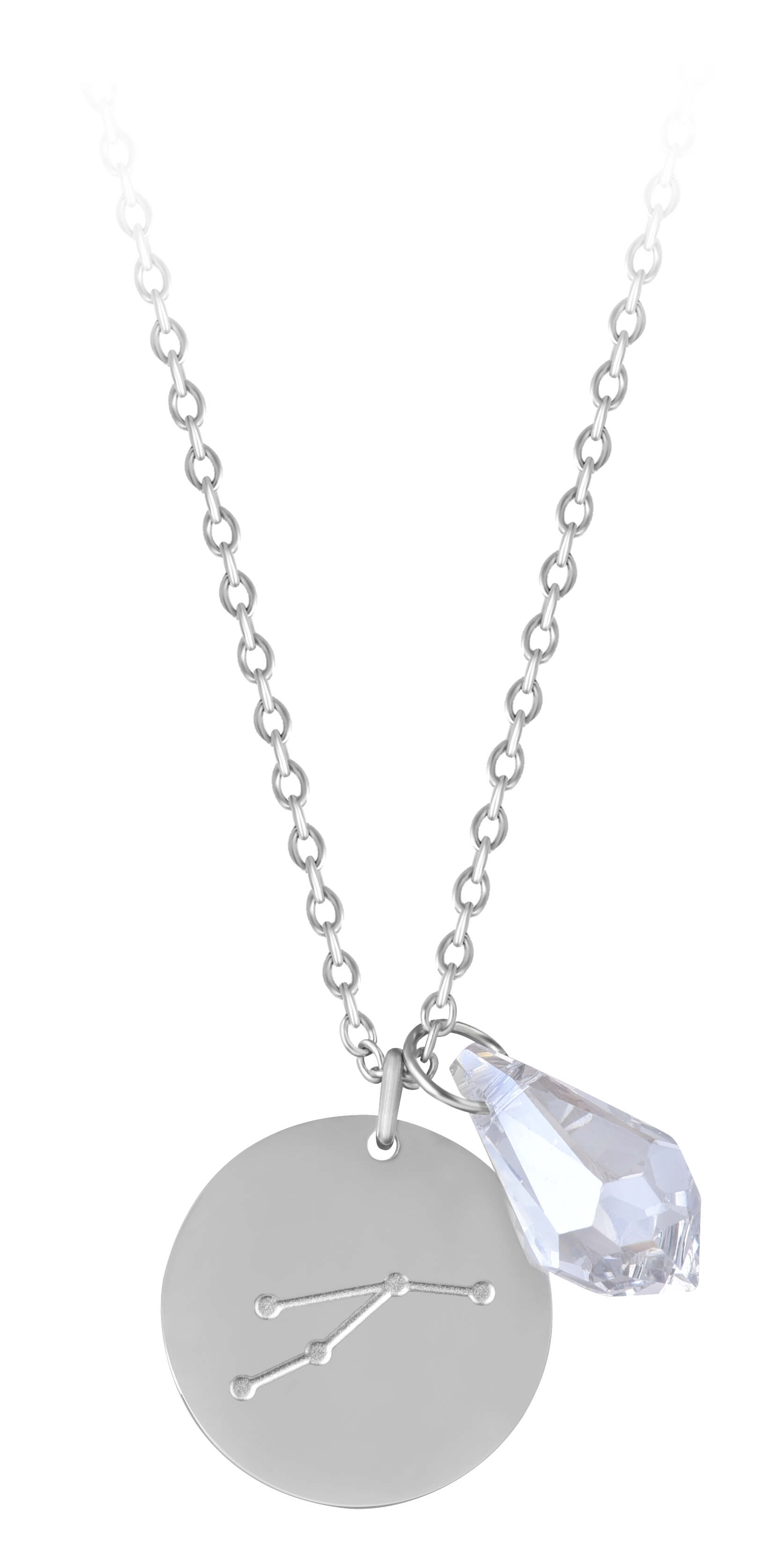 Troli -  Ocelový náhrdelník Beran se zirkonem (řetízek, 2x přívěsek)