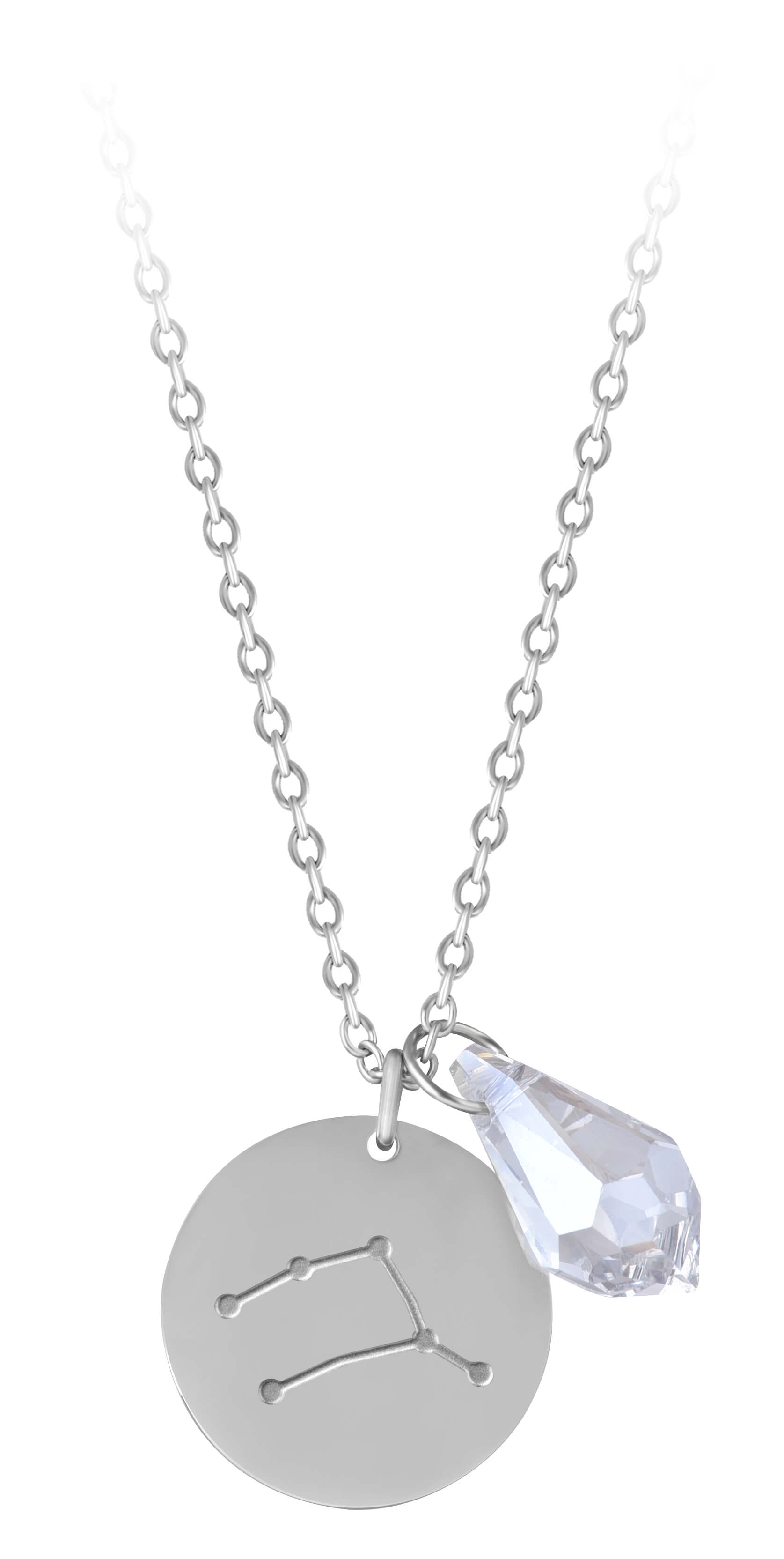 Troli -  Ocelový náhrdelník Kozoroh se zirkonem (řetízek, 2x přívěsek)