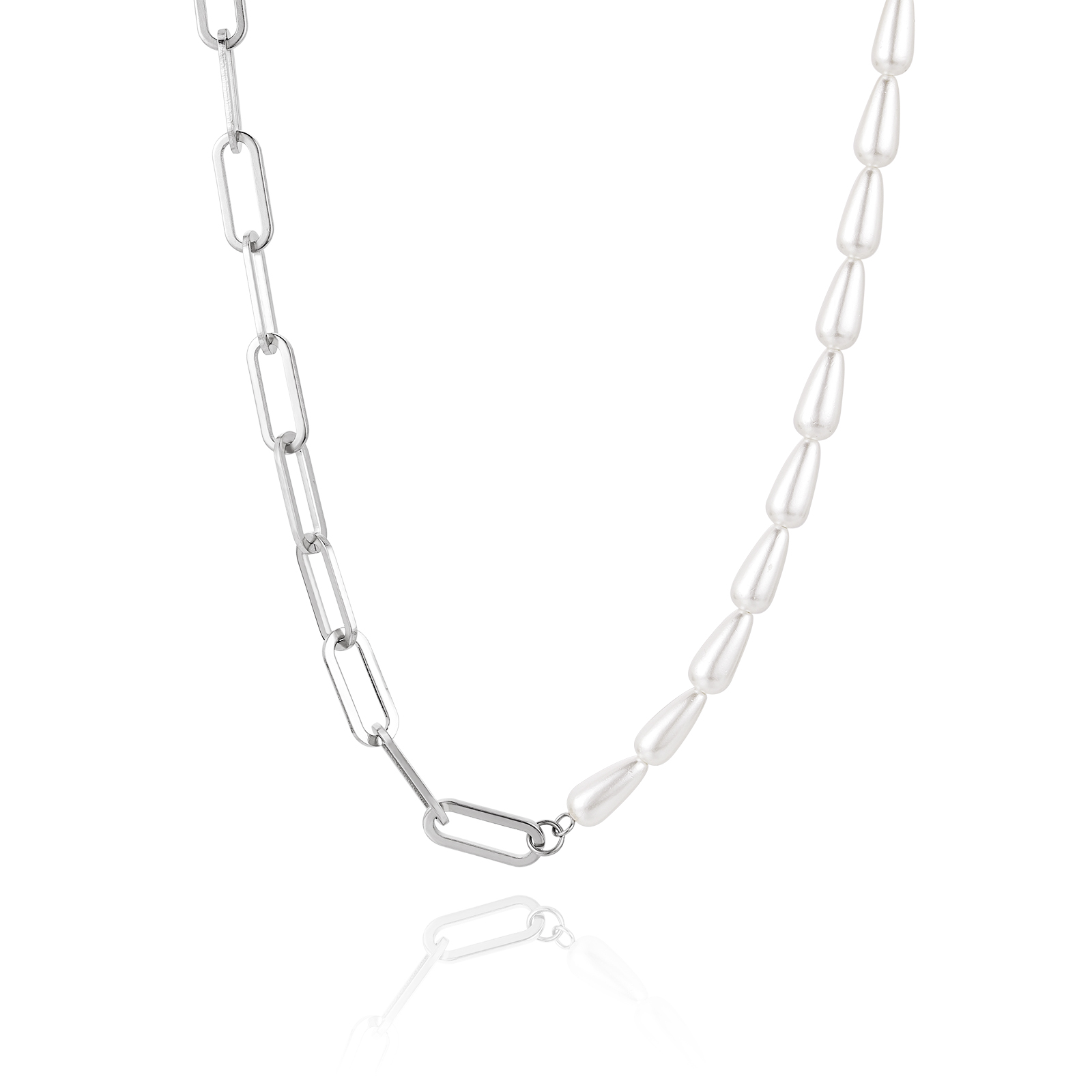 Troli Originální ocelový náhrdelník s perlami VWSN001S