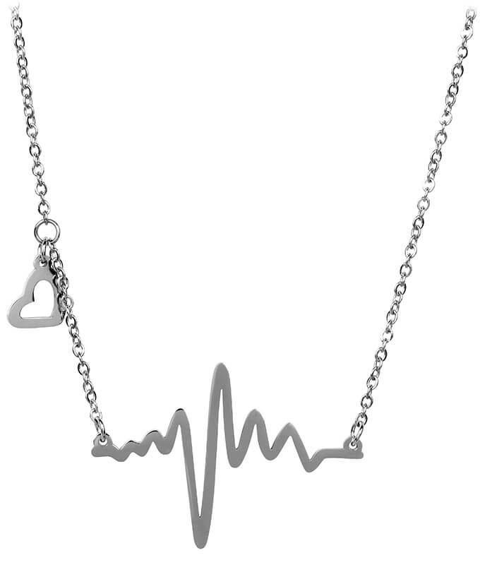 Troli -  Originální ocelový náhrdelník Srdeční tep KNSC-253