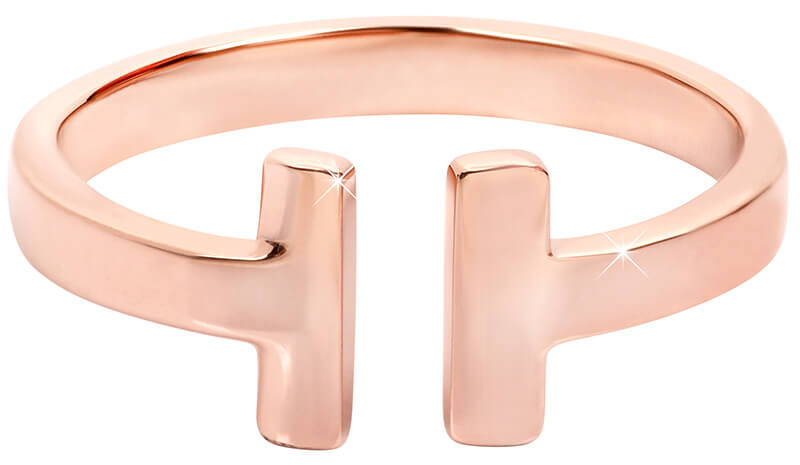 Troli -  Otevřený růžově pozlacený prsten z oceli 57 mm