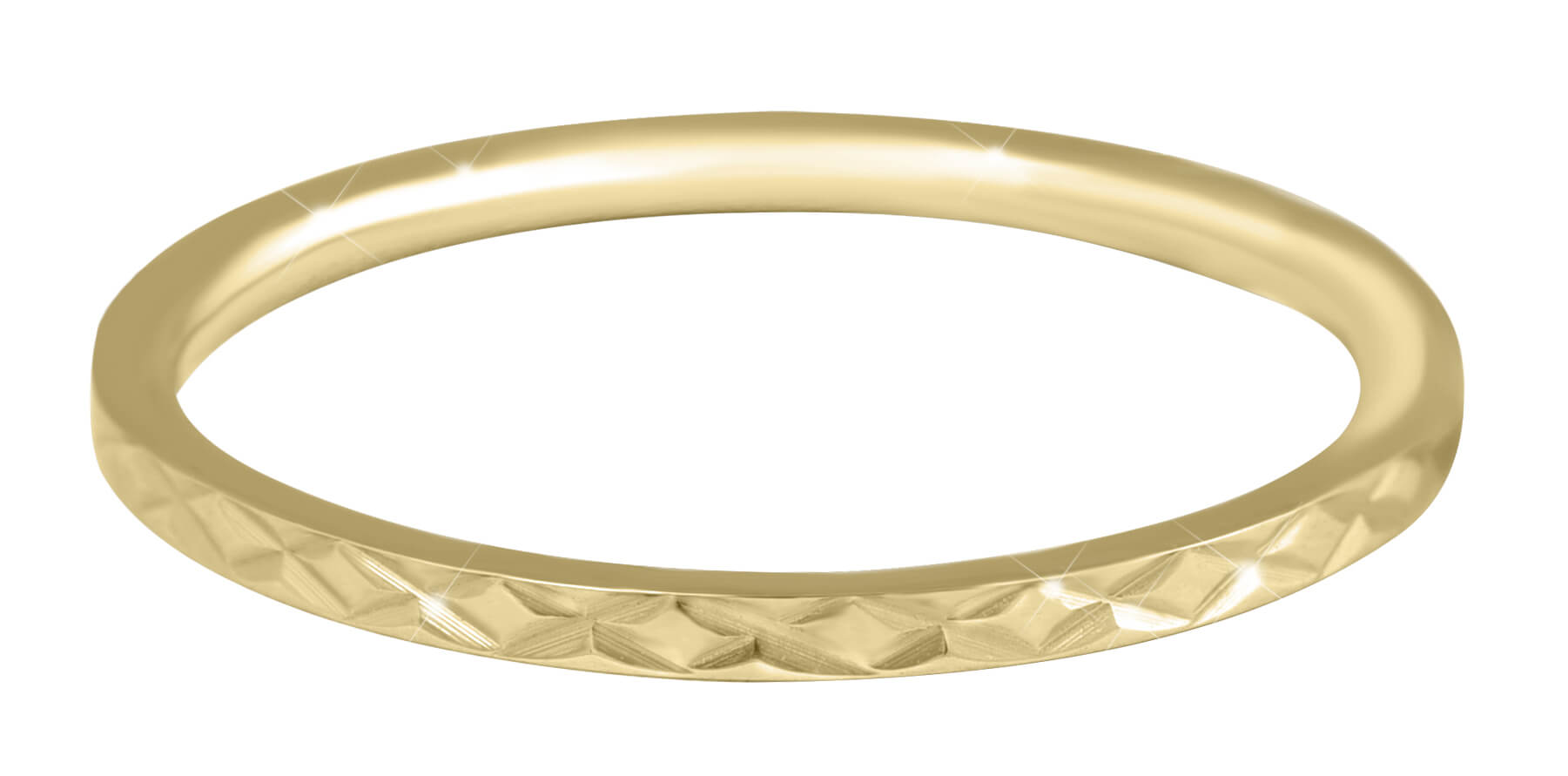 Troli Pozlacený minimalistický prsten z oceli s jemným vzorem Gold 49 mm