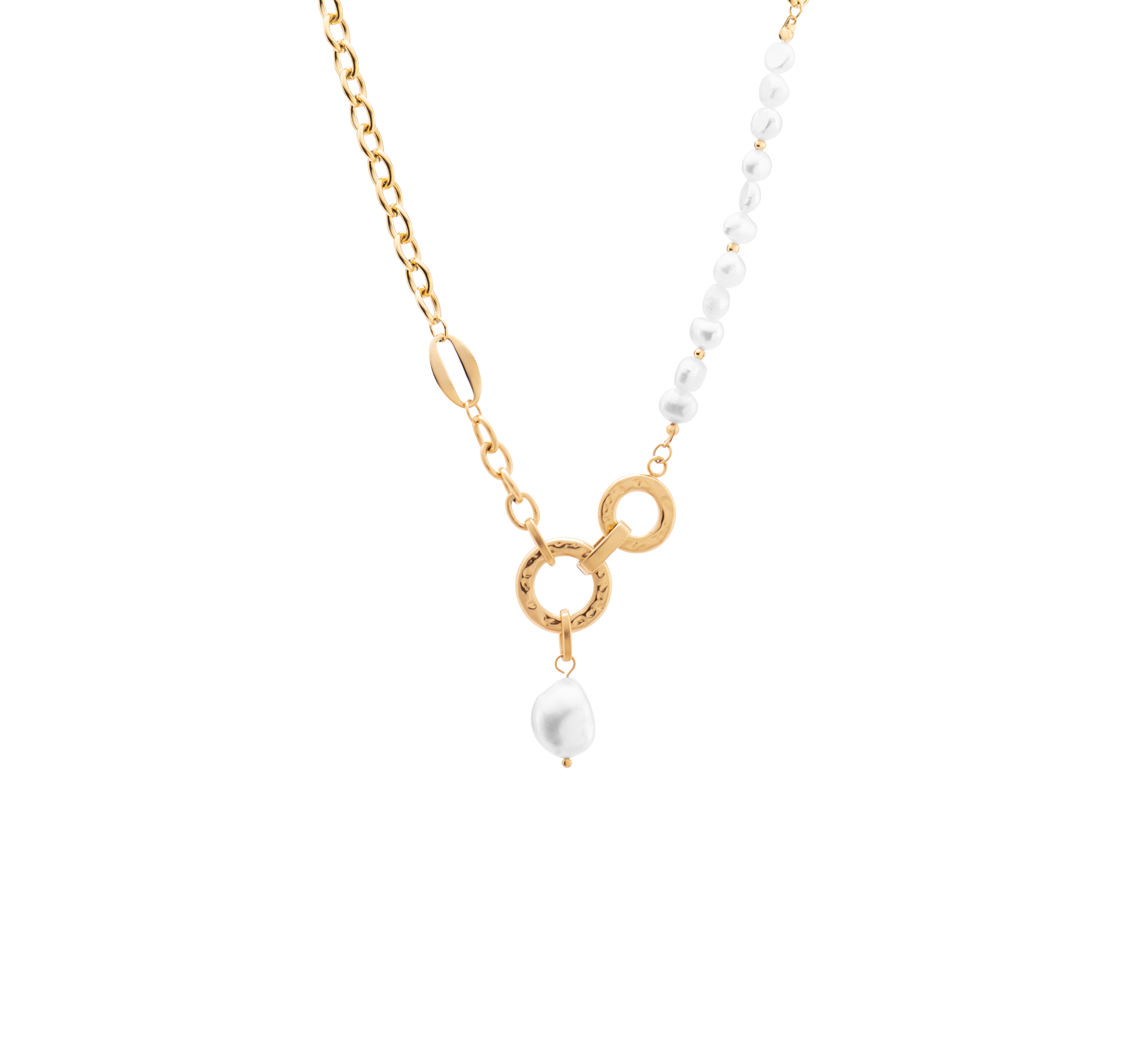 Troli -  Půvabný ocelový náhrdelník s perlami VBS006S-PET