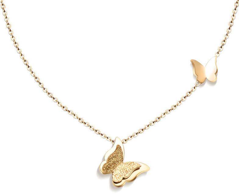 Troli Pozlacený motýlí náhrdelník Metal Butterfly KNSC-257-GOLD