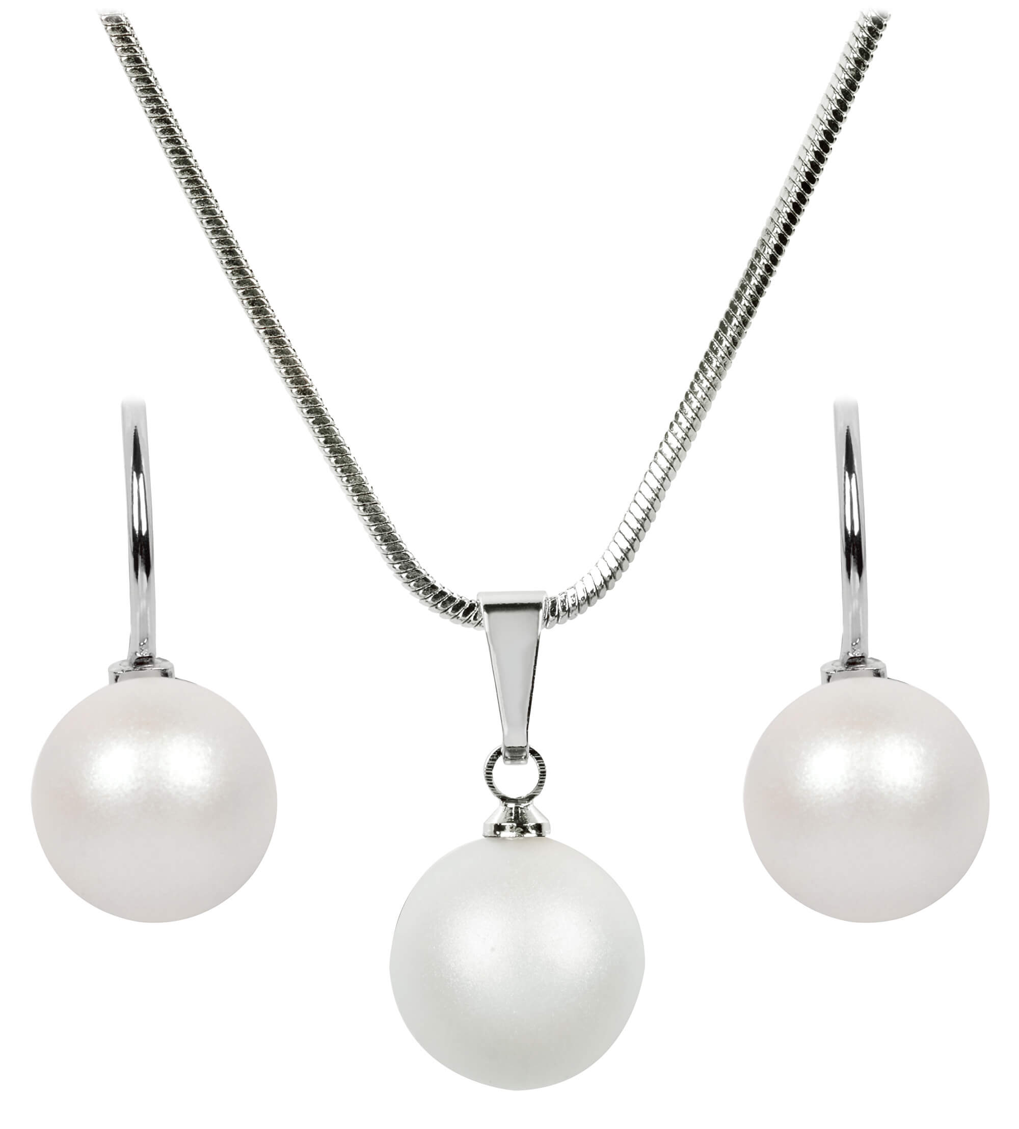 Levien Súprava náhrdelníka a náušníc Pearl Pearlescent White SET-041