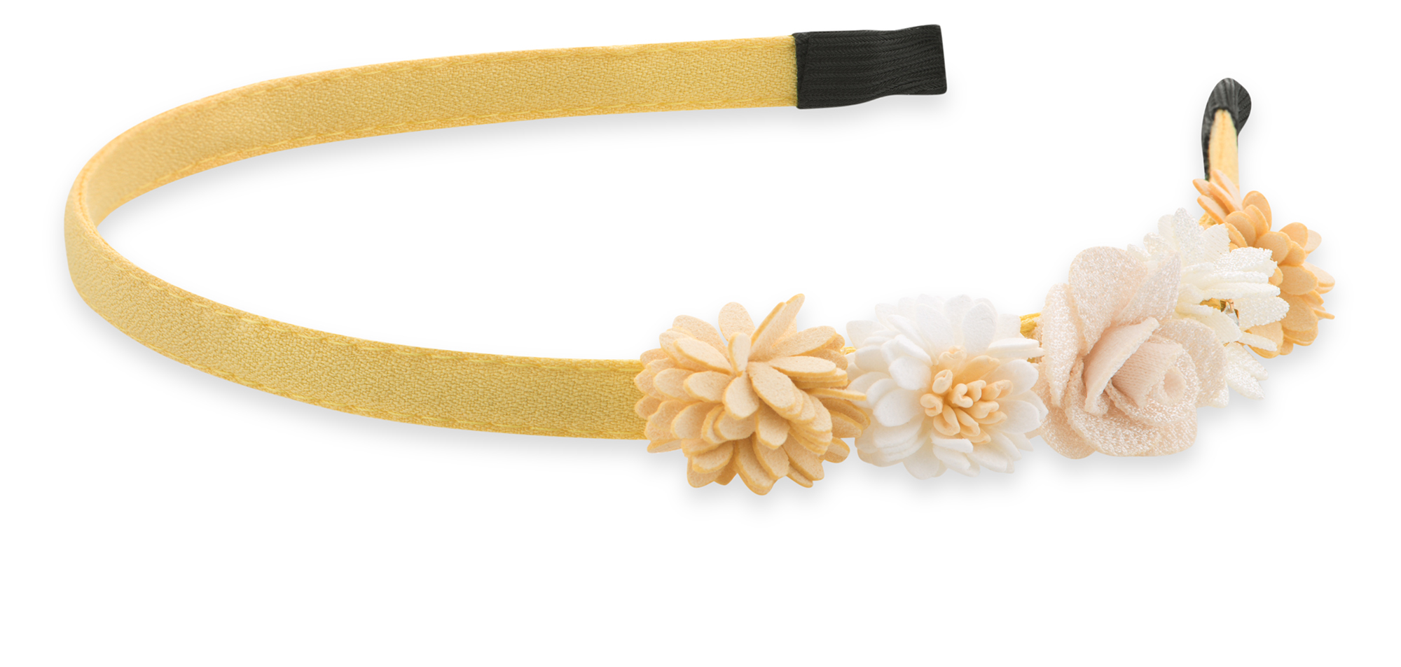 Troli Slušivá žltá čelenka do vlasov s kvetinami