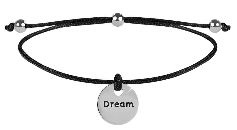 Troli -  Šňůrkový náramek Dream černá/ocelová