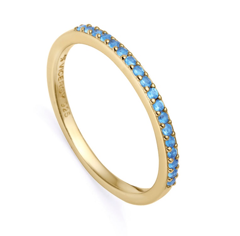 Viceroy Elegantný pozlátený prsteň s modrými zirkónmi Trend 9118A014 56 mm