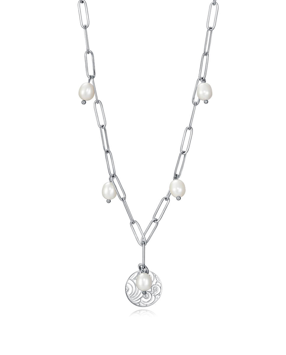 Viceroy Krásný stříbrný náhrdelník s perličkami Chic 75274C01000