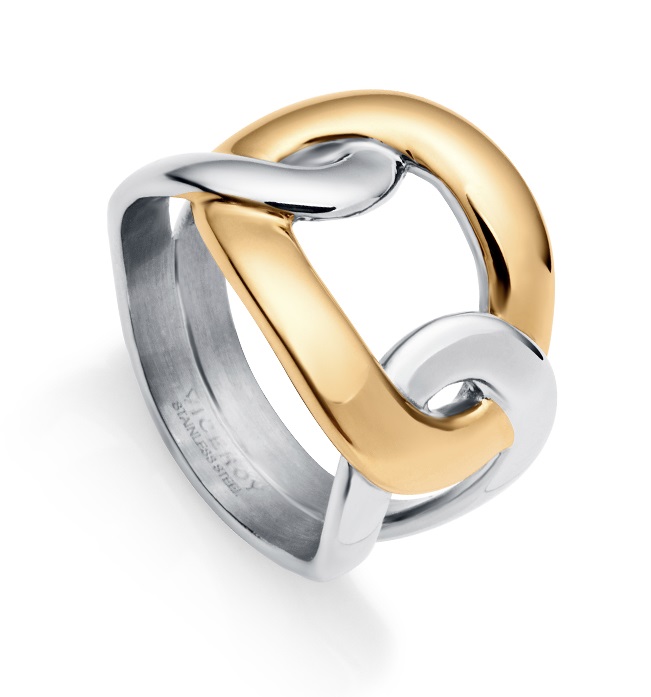Viceroy Luxusní tricolor prsten z oceli Chic 75310A01 59 mm
