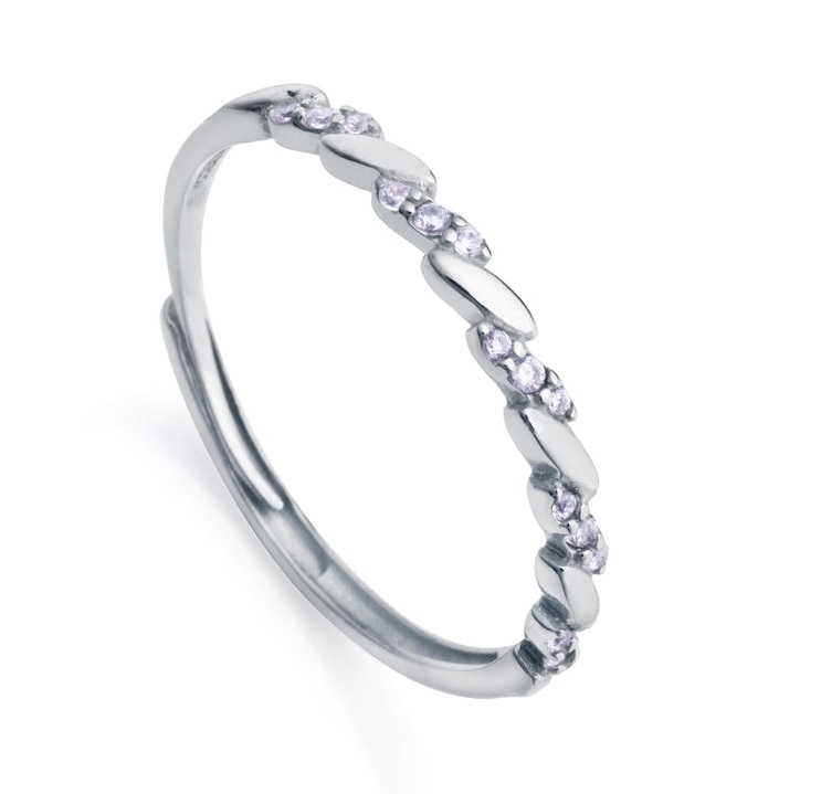Viceroy Minimalistický stříbrný prsten se zirkony Clasica 13157A013 53 mm