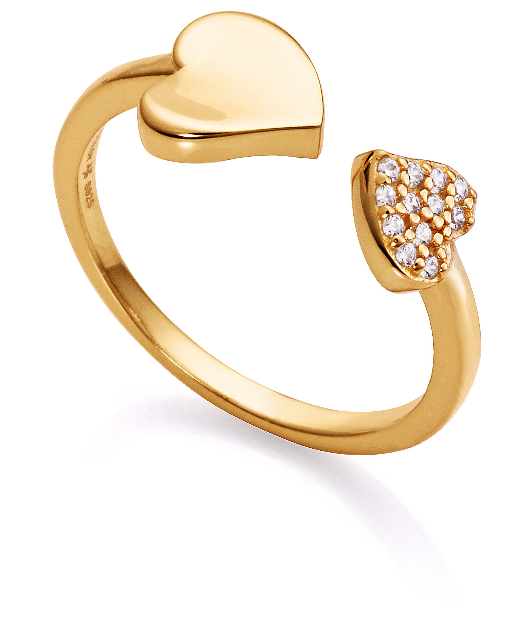 Viceroy Nežný pozlátený prsteň so srdiečkami San Valentín 13125A01 52 mm