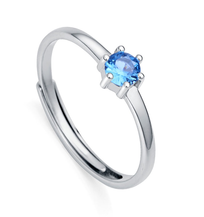 Viceroy Pôvabný strieborný prsteň s modrým zirkónom Clasica 9115A01 55 mm