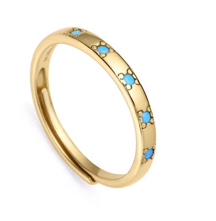 Viceroy Štýlový pozlátený prsteň s modrými zirkónmi Trend 9119A01 53 mm