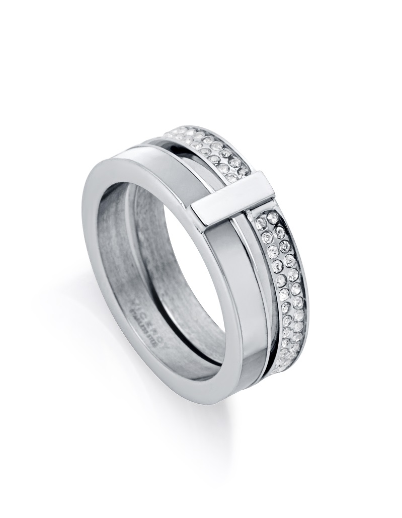 Viceroy Trblietavý oceľový prsteň s kubickými zirkónmi Chic 1393A01 52 mm