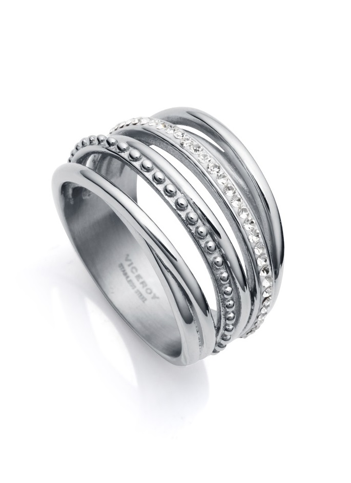 Viceroy Výrazný ocelový prsten s kubickými zirkony Chic 75306A01 52 mm