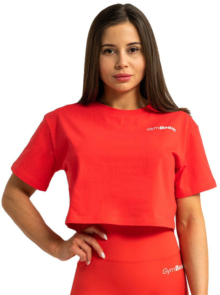 GymBeam Dámské tričko Cropped Limitless Hot Red S