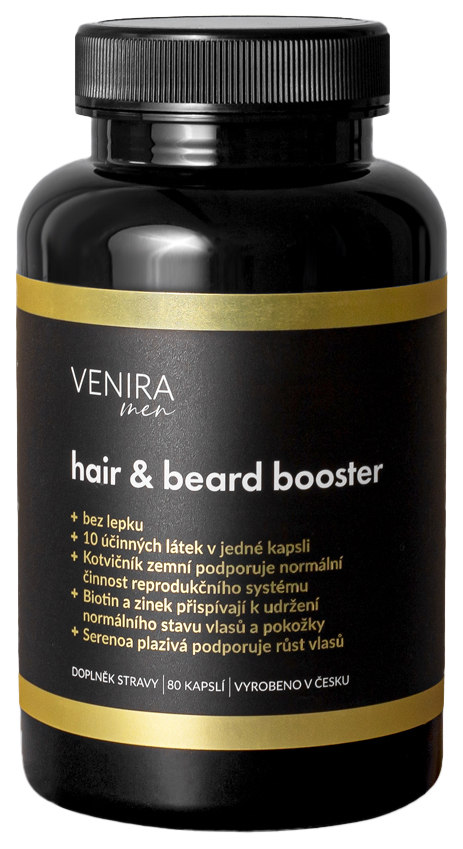 Venira Hair & beard booster pro muže 40 denní kůra 80 kapslí