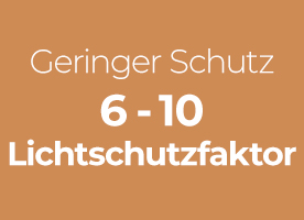 Geringer Schutz: 6–10 Lichtschutzfaktor