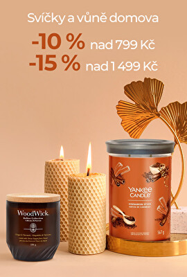 Svíčky a vůně -10 % nad 799 Kč, -15 % nad 1499 Kč