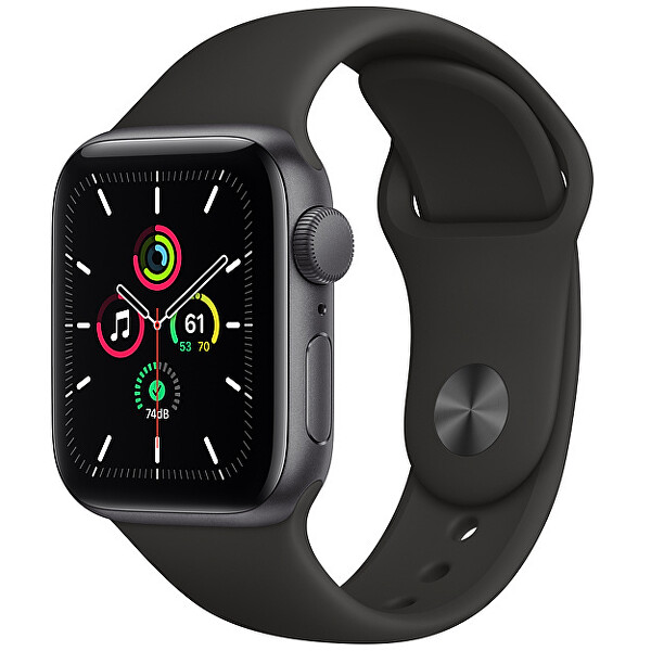Apple Watch Series SE 44mm vesmírně šedý hliník s černým sportovním řemínkem
