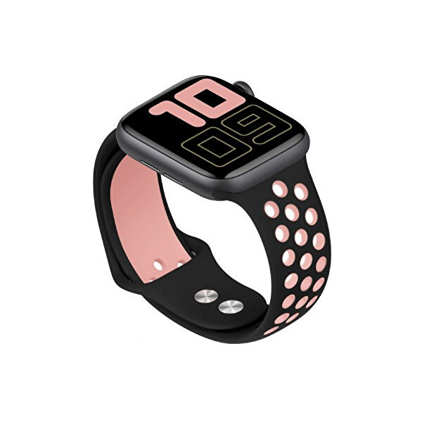 4wrist Silikonový řemínek pro Apple Watch - Černá/Světle růžová 42/44/45 mm