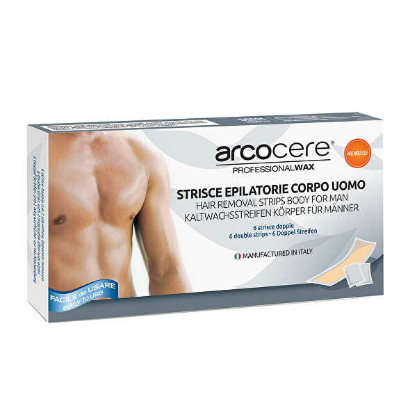 Arcocere Voskové epilační pásky na tělo pro muže (Hair-Removing Strips) 6 ks