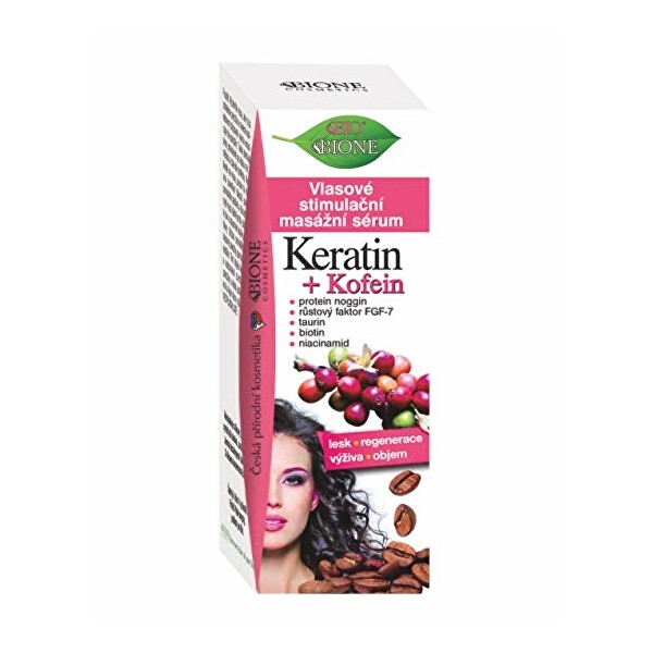 Bione Cosmetics Vlasové stimulační masážní sérum Keratin + Kofein 215 ml