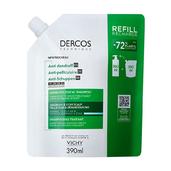 Vichy Vichy Šampón proti lupinám pre normálne až mastné vlasy Dercos 390 ml - náhradná náplň
