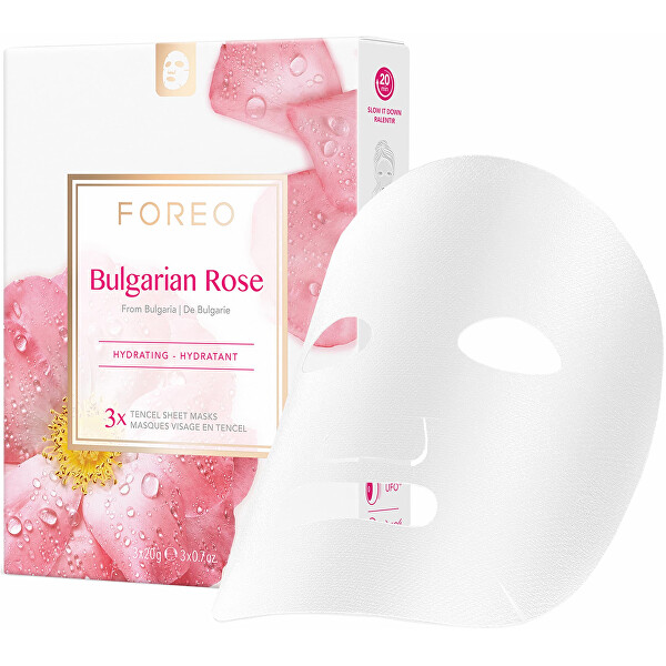 FOREO Hydratační pleťová maska pro suchou a unavenou pleť Bulgarian Rose (Hydrating Sheet Mask) 3 x 20 g