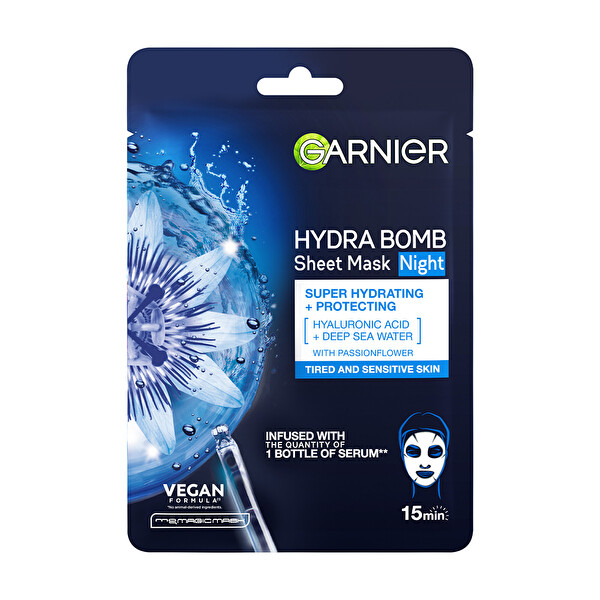 Garnier Garnier Hydratačná regeneračná nočná textilná maska Moisture Bomb Night-time (Face Tissue Mask) 28 g