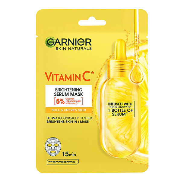 Garnier Garnier Hydratačná textilná maska na rozjasnenie pleti s vitamínom C Skin Naturals 28 g