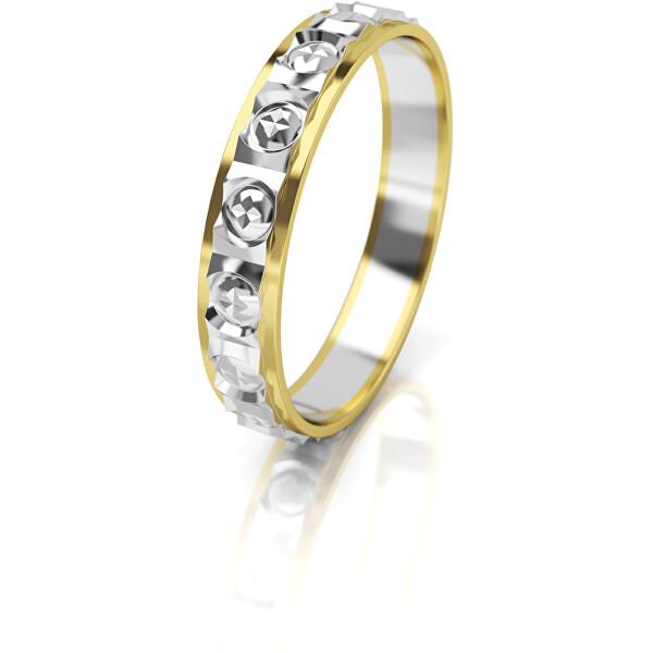 Levně Art Diamond Dámský bicolor prsten ze zlata AUG303 50 mm