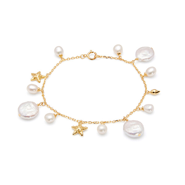 AURA AURA Brățară placată cu aur cu perle și pandantive Kyoto Pearl TKKP396