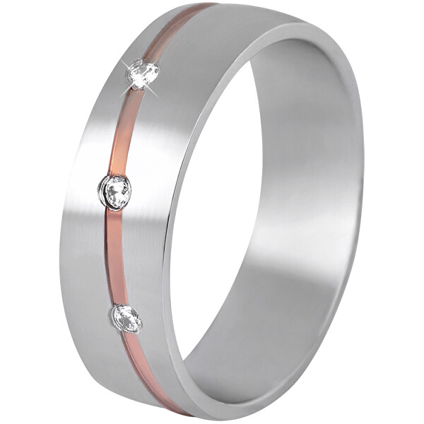 Beneto Dámský bicolor snubní prsten z oceli SPD07 51 mm