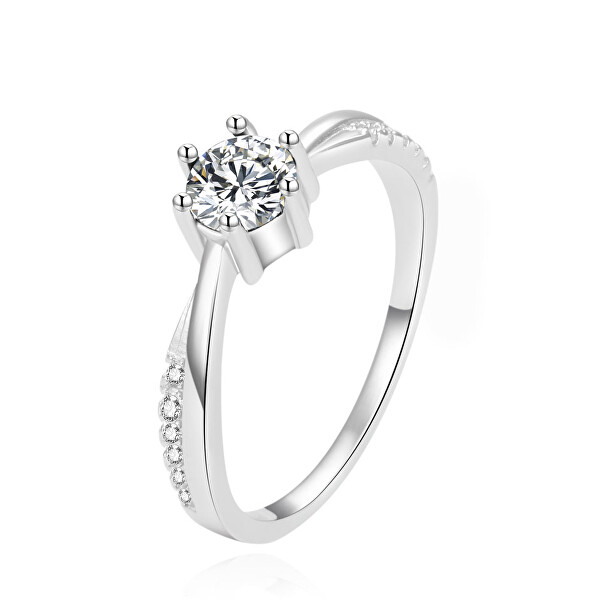 Beneto Krásný stříbrný prsten s čirými zirkony AGG304L 60 mm