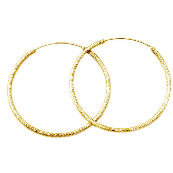 Beneto Luxusní pozlacené náušnice kruhy ze stříbra AGUC1240/N-GOLD 4,5 cm