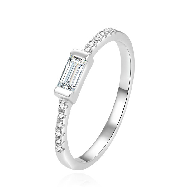 Beneto Minimalistický stříbrný prsten se zirkony AGG407 56 mm