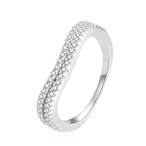 Beneto Moderní stříbrný prsten se zirkony AGG230 62 mm