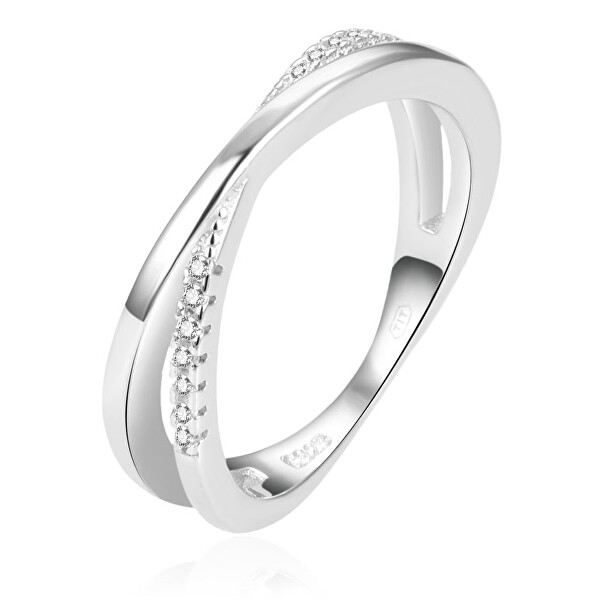 Beneto Půvabný dvojitý prsten ze stříbra AGG225 56 mm