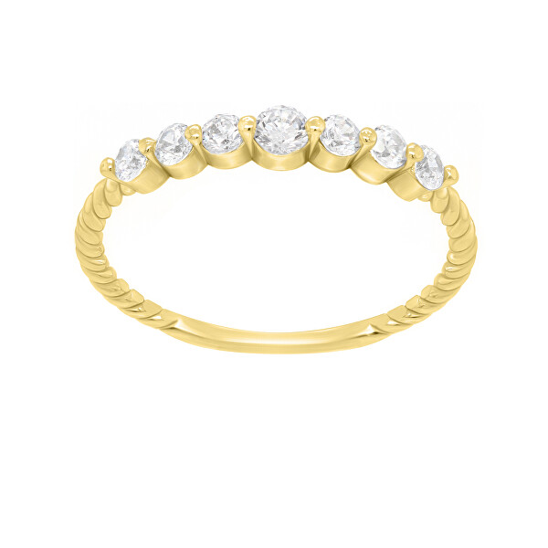 Brilio Jemný prsten ze žlutého zlata se zirkony GR162YAU 56 mm