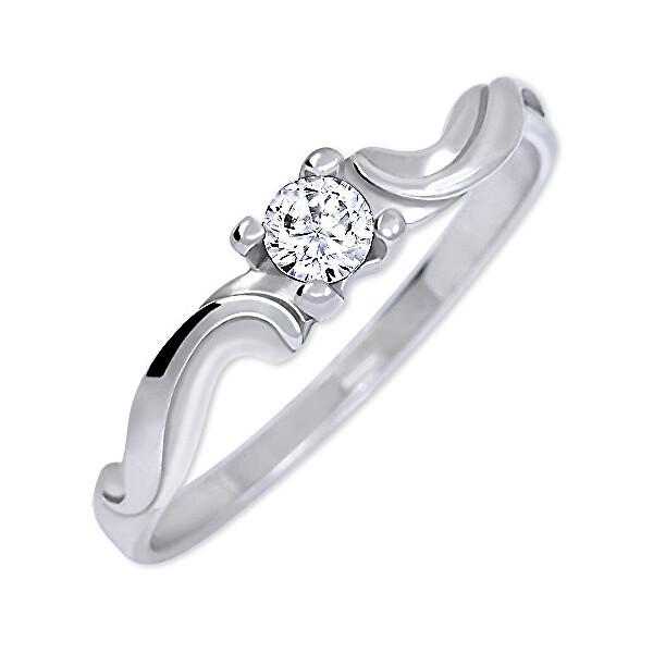 Brilio Silver Něžný zásnubní prsten 426 001 00495 04 55 mm