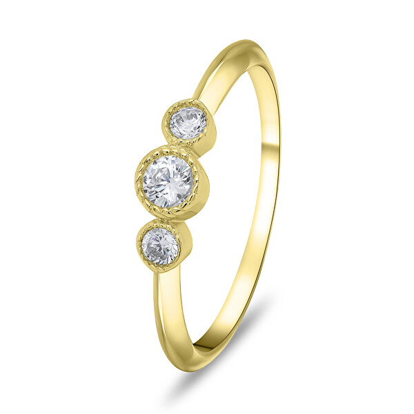 Brilio Silver Okouzlující pozlacený prsten se zirkony RI016Y 54 mm