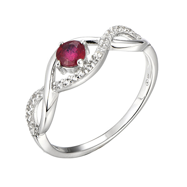 Brilio Silver Okouzlující stříbrný prsten s rubínem Precious Stone SR00716O 50 mm